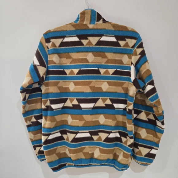 Patagonia Synchilla Fleece Pullover Snap-T Teal Brown Aztec Mountain Mens Medium